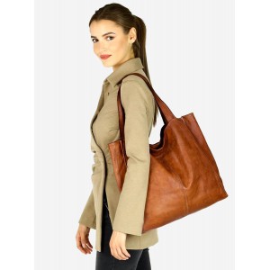 34■ Shopper Damen Schwarz & Beige Leder Tasche mit reißverschluss